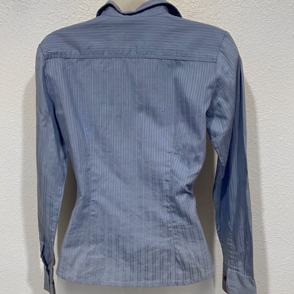 the limited blue pinstripe button down long sleeve fitted dress work shirt top - Picture 3 of 7